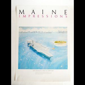 Maine Impressions Series Poster -  USS Kennedy's Visit to Portland, 1987